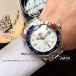 Perfect Replica Omega Seamaster White Dial Pepsi Bezel 42mm Watch